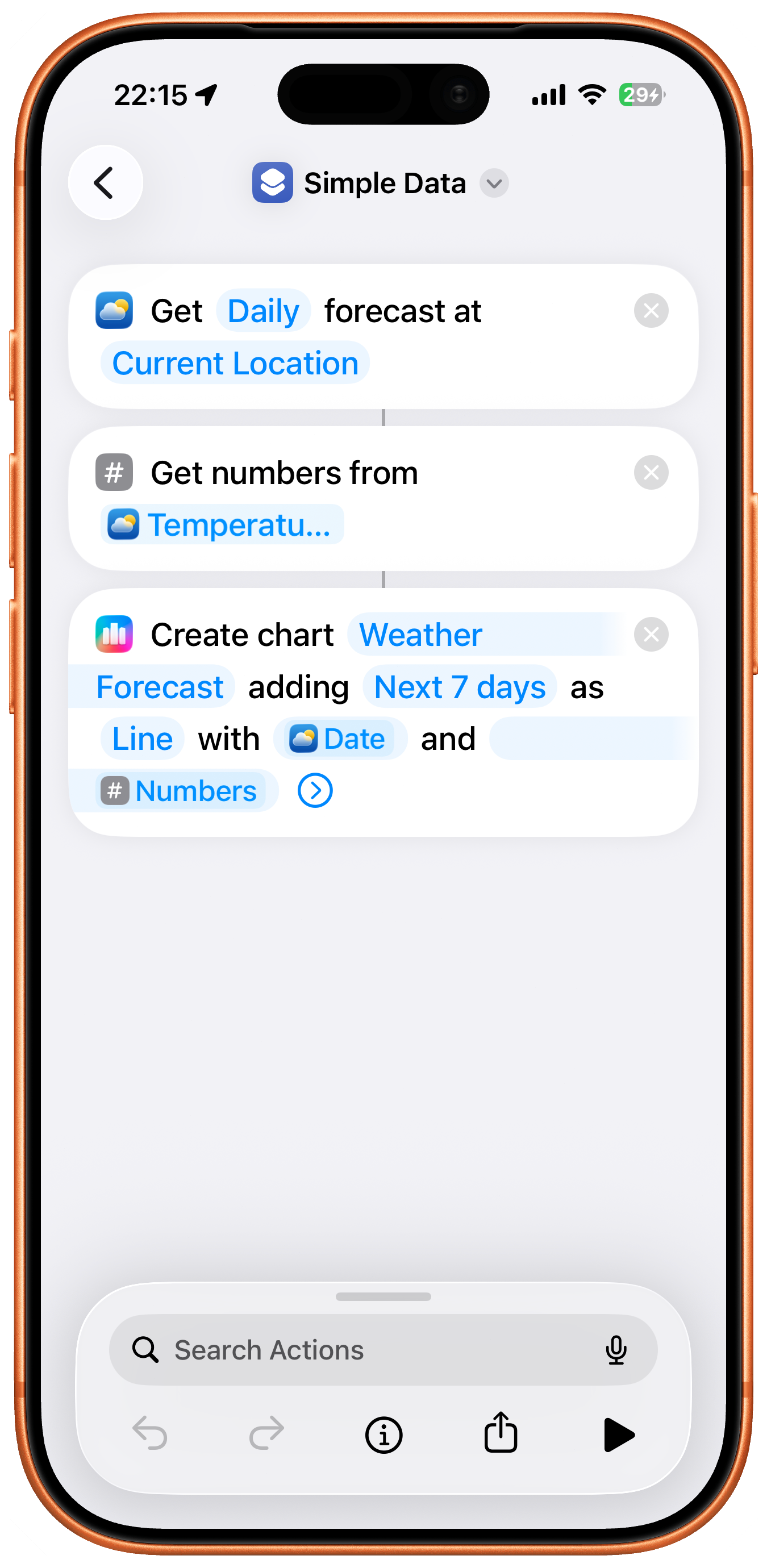 A simple shortcut that creates a chart with Charty